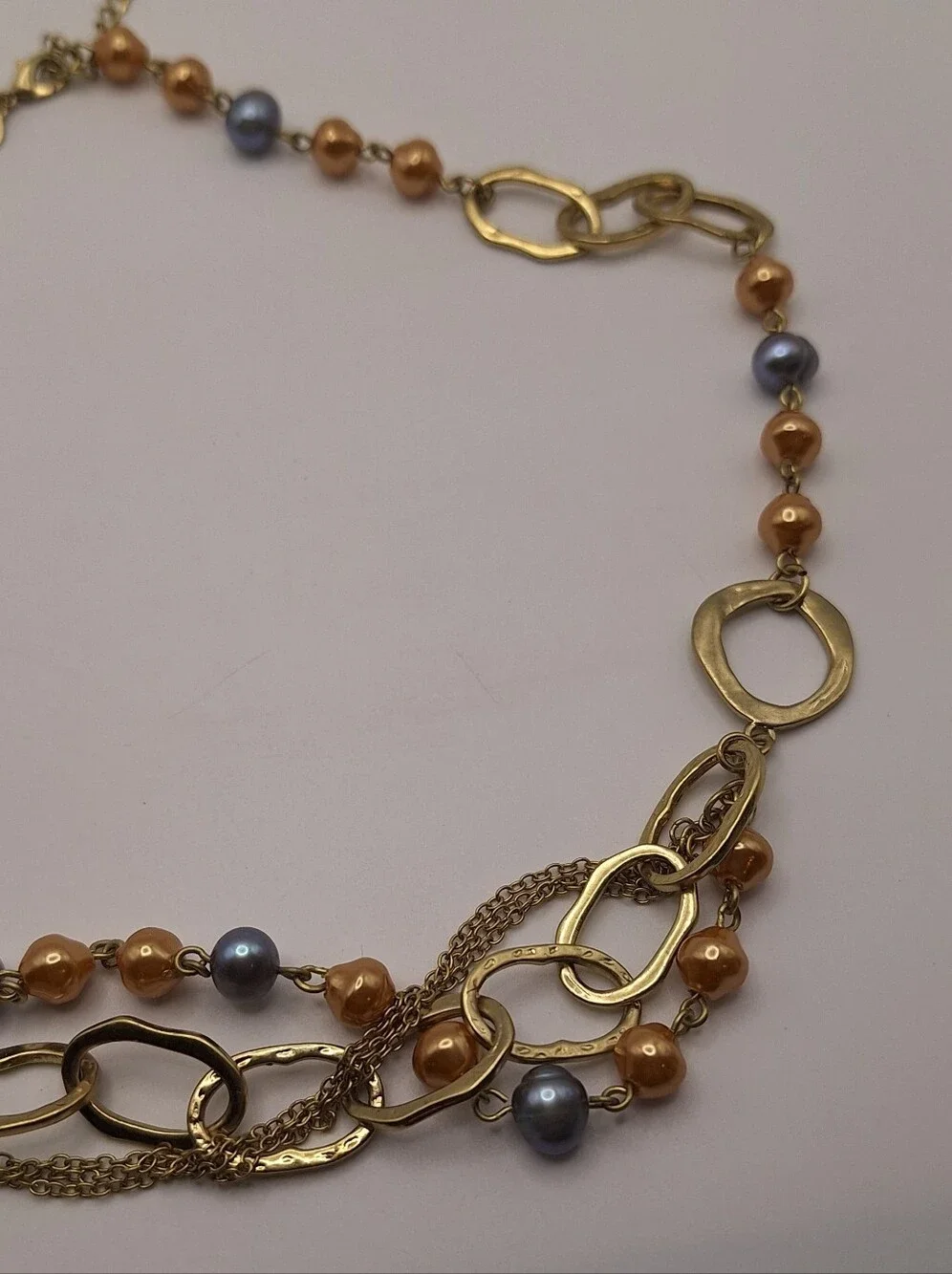 NWT Premier Designs Gold Tone Pearl Multi Strand Statement Necklace